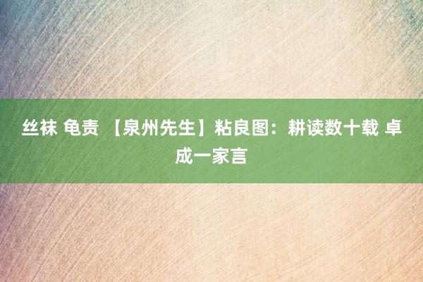 丝袜 龟责 【泉州先生】粘良图：耕读数十载 卓成一家言